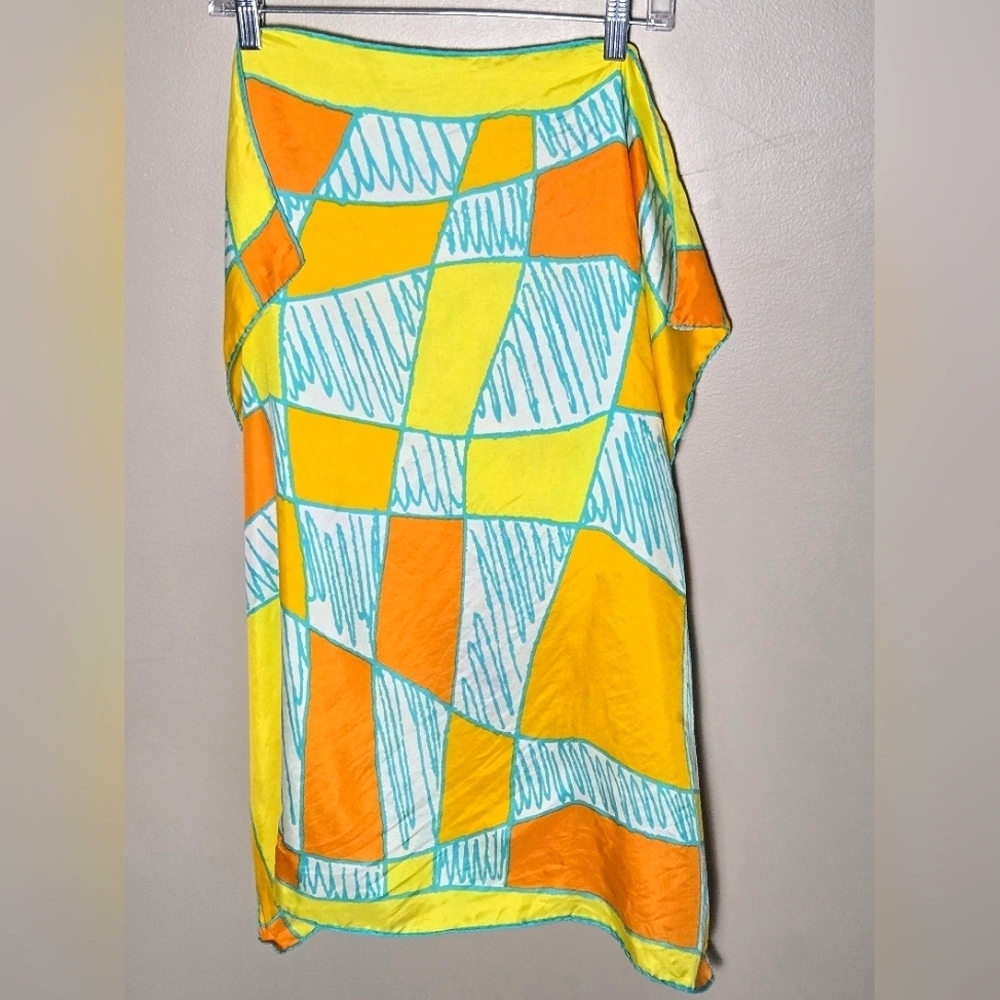 Vintage‎ Vera Neumann Maximalist Art To Wear Hand Rolled Silk Scarf